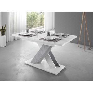 Meubella - Eetkamertafel Bari - Mat wit - Betonlook