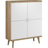 Dressoir Primavera - Wit - Licht Eiken - 107 cm - Hoog