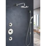 Hotbath Buddy Inbouw Regendoucheset Met 2 Stopkranen, Plafondarm 30cm, Hoofddouche 25cm, Staafhanddouche En Glijstang Chroom