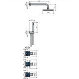 Hotbath IBS 1 Get Together inbouw doucheset Buddy - geborsteld nikkel - met ronde 3 standen handdouche - 20cm hoofddouche - met plafondbuis 30cm - zonder glijstang