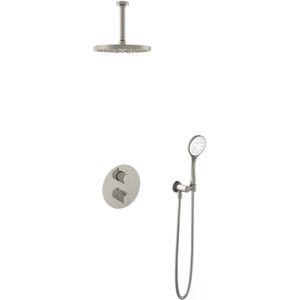 Hotbath Get together IBS1A Regendoucheset inbouw - 15cm plafondarm - 25cm ronde hoofddouche - 3 standen handdouche - geborsteld nikkel IBS1AGN124