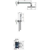 Hotbath Get together IBS1A Regendoucheset inbouw - 35cm wandarm - 25cm ronde hoofddouche - 3 standen handdouche glijstang - geborsteld nikkel IBS1AGN147