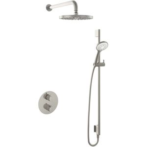 Hotbath Get together IBS1A Regendoucheset inbouw - 35cm wandarm - 25cm ronde hoofddouche - 3 standen handdouche glijstang - geborsteld nikkel IBS1AGN147