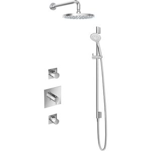 Hotbath IBS 2 Get Together Inbouw Doucheset Laddy Vierkant - Chroom - Met Ronde 3 Standen Handdouche - 25cm Hoofddouche - Met Wandarm - Met Glijstang