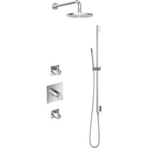 Hotbath IBS 2 Get Together Inbouw Doucheset Laddy Vierkant - Chroom - Met Staafhanddouche - 20cm Hoofddouche - Met Wandarm - Met Glijstang - Kranen