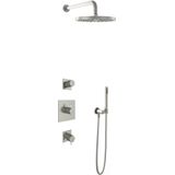 Hotbath Get Together IBS2 Regendoucheset inbouw - 35cm wandarm - 30cm ronde hoofddouche - staafhanddouche - geborsteld nikkel IBS2GN5