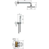 Hotbath IBS 2A Get Together inbouw doucheset Laddy vierkant - geborsteld nikkel - met ronde 3 standen handdouche - 25cm hoofddouche - met plafondbuis 15cm - zonder glijstang