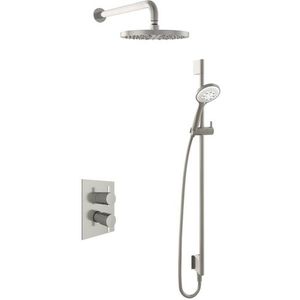 Hotbath Get Together IBS2A Regendoucheset inbouw - 35cm wandarm - 25cm ronde hoofddouche - 3 standen handdouche glijstang - geborsteld nikkel IBS2AGN147