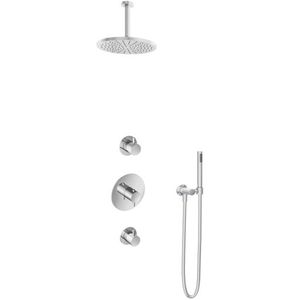 Hotbath IBS 2R Get Together Inbouw Doucheset Laddy Rond - Chroom - Met Staafhanddouche - 25cm Hoofddouche - Met Plafondbuis 15cm - Zonder Glijstang