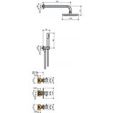 Hotbath IBS 2R Get Together inbouw doucheset Laddy rond - geborsteld nikkel - met ronde 3 standen handdouche - 20cm hoofddouche - met plafondbuis 30cm - met glijstang