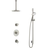 Hotbath IBS 2R Get Together inbouw doucheset Laddy rond - geborsteld nikkel - met ronde 3 standen handdouche - 20cm hoofddouche - met plafondbuis 30cm - met glijstang