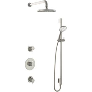 Hotbath IBS 2R Get Together inbouw doucheset Laddy rond - geborsteld nikkel - met ronde 3 standen handdouche - 20cm hoofddouche - met wandarm - met glijstang