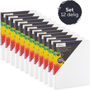 Schildersdoeken Set 12pcs - Formaat 24x30 cm - geschikt voor acryl-, olie- en aquarelverf - hoogwaardige kwaliteit canvas - perfect voor kleine tot middelgrote schilderijen - goede prijs-kwaliteitverhouding