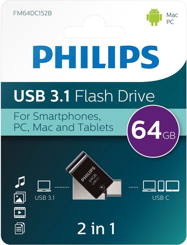 Philips FM64DC152B - 2in1 USB 3.1/USB C 64GB