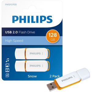 Philips USB Flash Drive 128GB - USB 2.0 - 2-Pack - Sunrise Orange