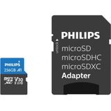 Philips Micro SDXC Kaart 256GB - Class 10 UHS-I U3 - Inclusief Adapter
