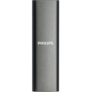 Philips Externe SSD 250 GB – ultradun, SATA Ultra Speed – USB-C – USB, leesbaar tot 540 MB/s, schrijven tot 520 MB/s, aluminium