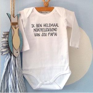 Rompertje Ik ben helemaal ondersteboven van jou papa | Lange mouw | wit | maat 74/80 | eerste vaderdag cadeau tekst baby kind cadeautje liefste lief beste held superman leukste mijn is de allerbeste best allerliefste