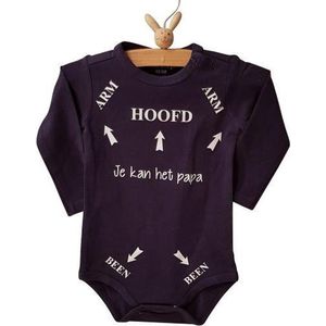 Baby rompertje Hoofd Arm Been pijlen je kan het papa | Lange mouw | donkerblauwe romper met wit | maat 74-80