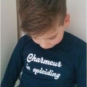 Baby rompertje zwart met tekst opdruk charmeur in opleiding | lange mouw | zwart wit | maat 50/56 cadeau