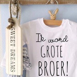 Baby Rompertje met tekst opdruk boodschap Ik word grote broer | korte mouw | zwart wit | maat 74/80 cadeau jongen