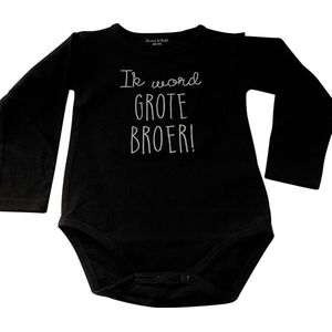 Baby Rompertje met tekst  Ik word grote broer jongen - Zwangerschapsaankondiging | Lange mouw | zwart | maat 98-104 zwangerschap aankondiging