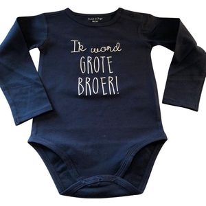 Baby Rompertje met tekst  Ik word grote broer jongen - Zwangerschapsaankondiging | Lange mouw | blauw | maat 98-104 zwangerschap aankondiging