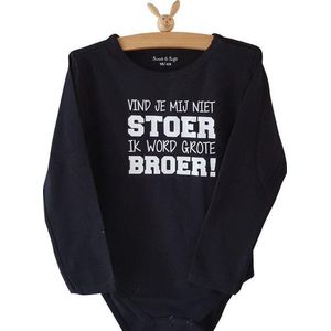 Baby rompertje Vind je mij niet stoer ik word grote broer jongen - Zwangerschapsaankondiging | Lange mouw | blauw | maat 98-104 zwangerschap aankondiging