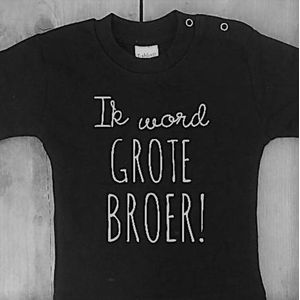 Baby Rompertje met tekst  Ik word grote broer jongen - Zwangerschapsaankondiging | korte mouw | zwart | maat 98-104 zwangerschap aankondiging