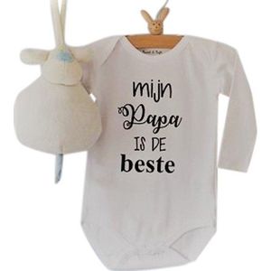 Baby Rompertje tekst cadeau eerste vaderdag | Mijn papa is de beste | Lange mouw | wit | maat 50/56 bekendmaking zwangerschap aanstaande baby jongen meisje unisex