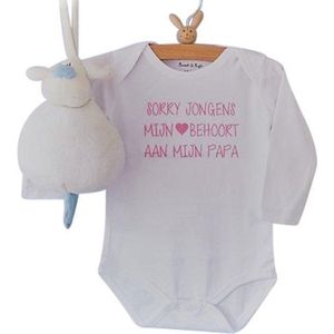 Baby Rompertje tekst dochter meisje eerste Vaderdag cadeau |  Sorry jongens mijn hart behoort aan mijn papa | lange mouwen | wit met roze | maat 98-104 | mooiste cadeautje kind cadeautje liefste lief leukste mijn is de  verjaardag jarig gefeliciteerd