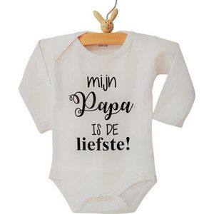 Baby Rompertje tekst papa je bent de allerliefste eerste Vaderdag cadeau |  Mijn papa is de liefste | lange mouw | wit zwart | maat 62/68 Valentijn