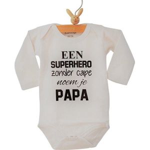 Baby Rompertje met tekst Een superhero zonder cape noem je papa | Lange mouw | wit | maat 50/56 superheld super held cadeau verjaardag of vaderdag