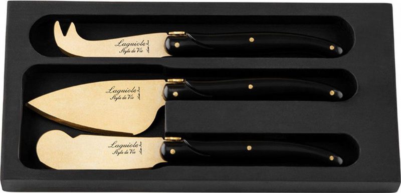 Laguiole Style de Vie - Prestige Line - Kaasmessenset - Goud Stonewash - 3-delig