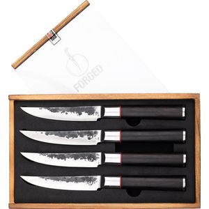 Forged Sebra Steakmessen 4-delig - Sebrahout - In Houten Giftbox