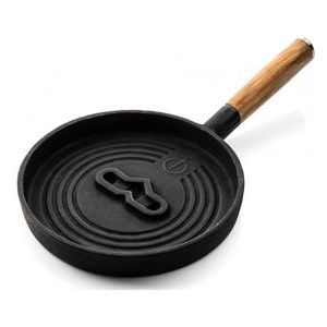 Forged - Churrasco - Serveerpan - Gietijzer - Olijfhout - ø 18 cm