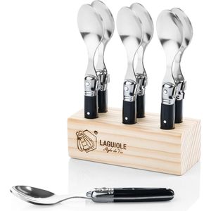 Laguiole Style de Vie Lepels Luxury Line, 6-delig, Ebbenhout, In houten