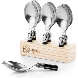 Laguiole Style de Vie - Premium Line - Amuselepel - Zwart - RVS - 6-Delig
