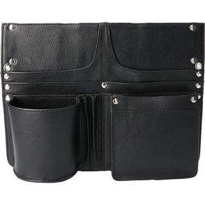 Lederen Horeca heupschort | Zwart leer | Poetsdoek en kelnersbeurs houder | Zwart | Cahore Lederwaren Danielle