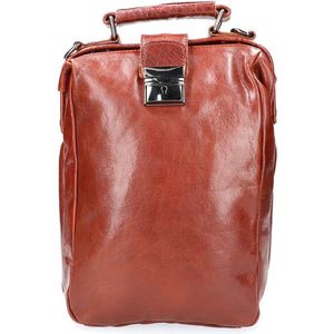 Leather Design Leren Rugzak / Schoudertas Cognac