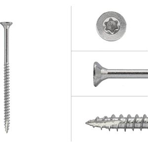 Wovar Spaanplaatschroeven Verzinkt 4,5 x 80 mm Torx 20 Deeldraad | Doos 200 Stuks