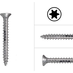 Wovar Spaanplaatschroeven Verzinkt 6 x 50 mm Torx 30 Voldraad | Doos 100 Stuks