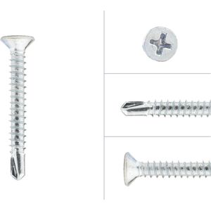 Wovar Zelftappers met boorpunt 4.8 x 38 mm Verzinkt | 200 Stuks | Zelftappende schroeven