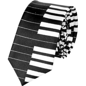Fako Fashion® - Skinny Stropdas - Smal - 5cm - Print - 145cm - Piano Zwart
