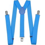 Fako Fashion® - Heren Bretels - Dames Bretels - Effen - 100cm - Lichtblauw