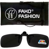 Fako Fashion® - Clip On Voorzet/Overzet/Opzet Zonnebril - Clip-On Polarized - Polariserend - Medium - 130x37mm - Zwart