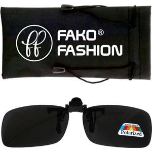 Fako Fashion® - Clip On Voorzet Zonnebril - Overzet Clip-on - Polariserend - Polarized - Medium - 130x37mm - Zwart