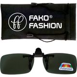Fako Fashion® - Clip On Voorzet/Overzet/Opzet Zonnebril - Clip-On Polarized - Polariserend - Large - 133x40mm - Groen