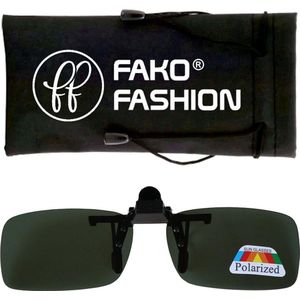 Fako Fashion® - Clip On Voorzet Zonnebril - Overzet Clip-on - Polariserend - Polarized - Large - 133x40mm - Groen