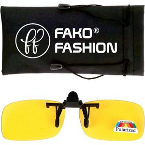 Fako Fashion® - Clip On Voorzet/Overzet/Opzet Zonnebril - Clip-On Polarized - Polariserend - Night Vision - Medium - 130x37mm - Geel